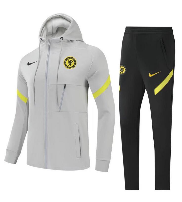 2021/22 Chelsea Gray Training Kits Hoodie Jacket with Pants